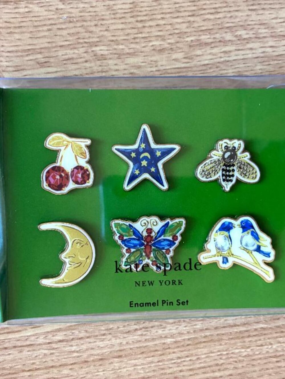 Kate Spade NY Enamel Pin Set, New In Box, Set of Six, Brooches or Push Pins